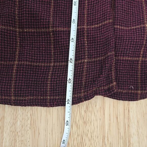 Sita Murt Burgundy Plaid Midi Dress Size 40 US 8 Fall Preppy Lagenlook Buttons - Picture 7 of 10